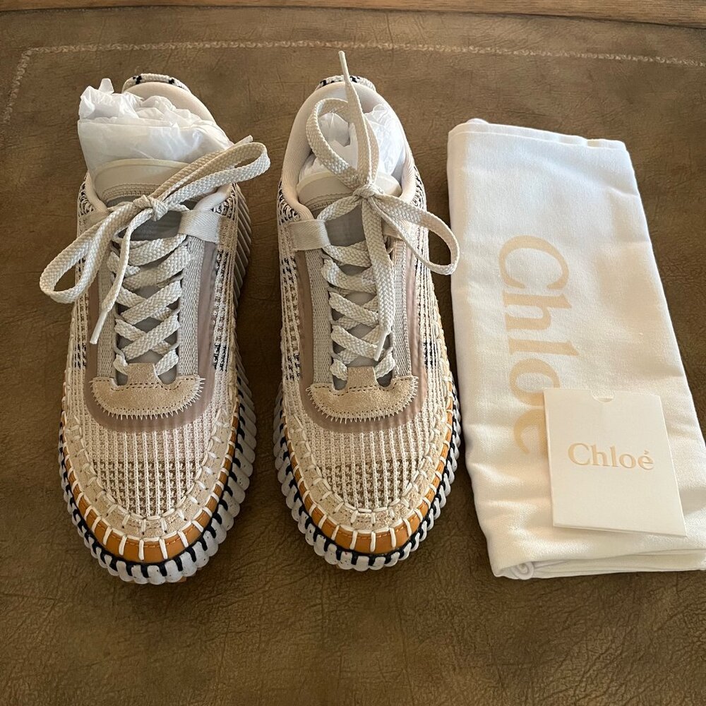 Chloe Nama Sneaker Biscotti Beige Neutral Size 37 6.5 - 7 Like New